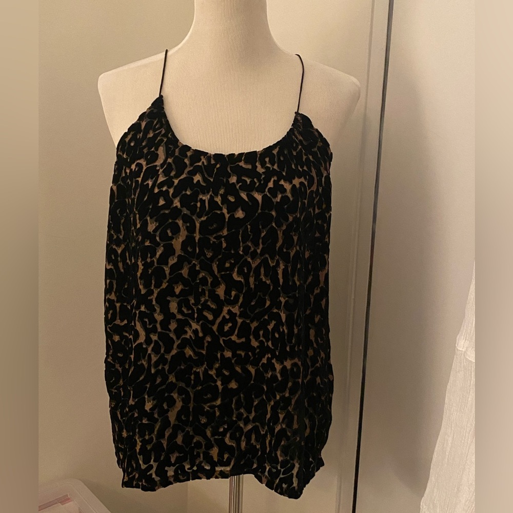 NWT TUCKER Black Leopard Print Blouse Tank Top - P / XS